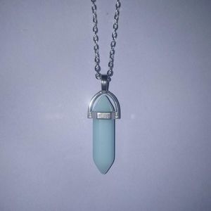 blue glow in the dark crystal necklace